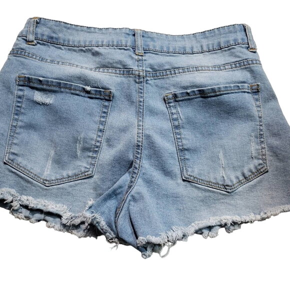 Forever 21 Shorts Womens 29 Denim Distressed Hot Pants Booty Blue Pockets Summer - Picture 2 of 4